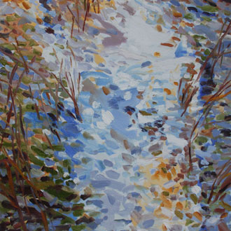 Blue Pond, Red Grasses II