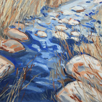 Blue Stream with Grasses II