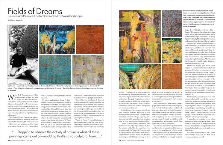 Article in Houston Lifestyles About Ted Cowart's Art