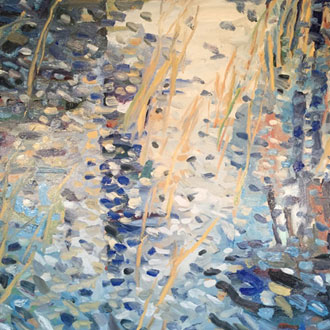 Blue Pond with Gold Reeds