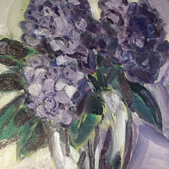 Purple Hydrangeas in Waterford Vase I