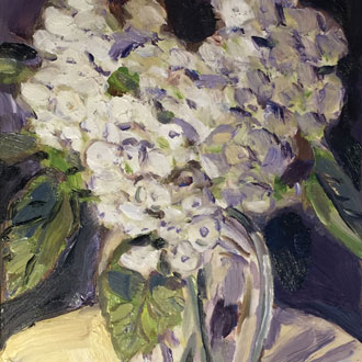 White Hydrangeas in Waterford Vase II
